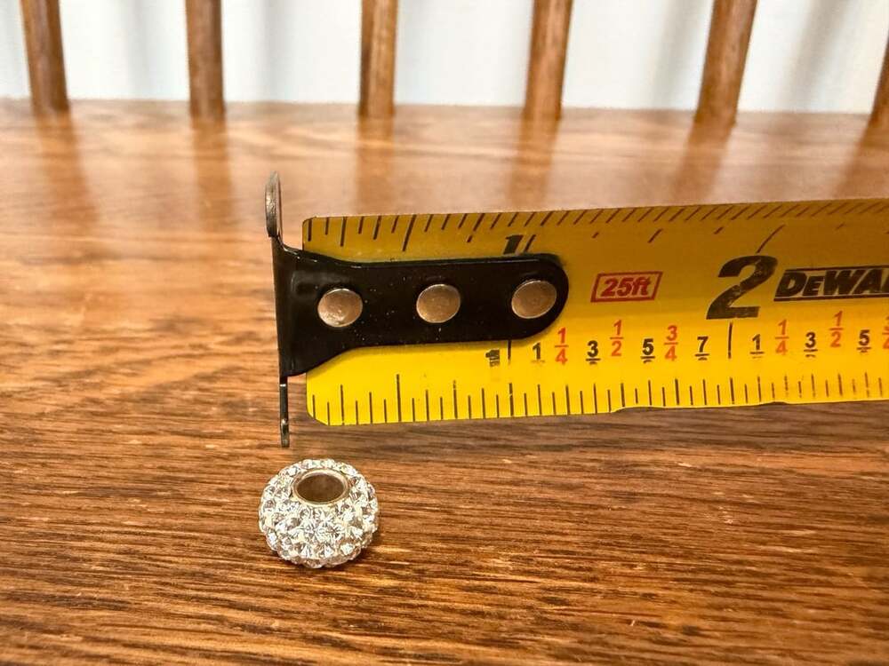 Unbranded Pave Rhinestone Crystal Charm Spacer Bead 925 Silver
